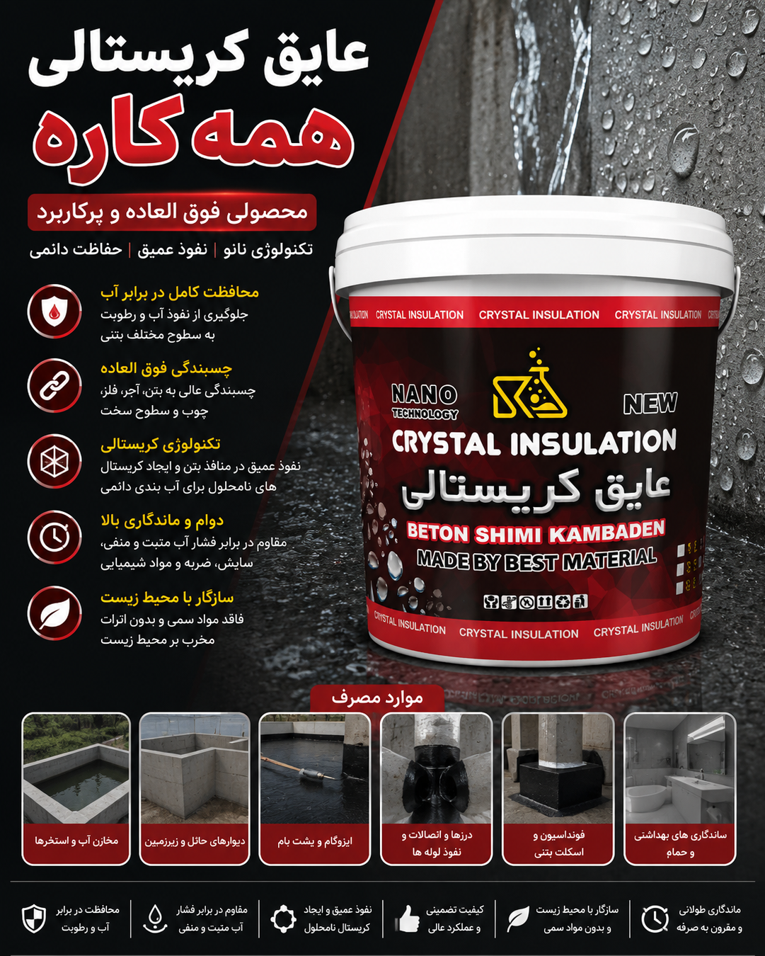 عایق آب بندی ژل کریستال نانو بی رنگ کامبادن